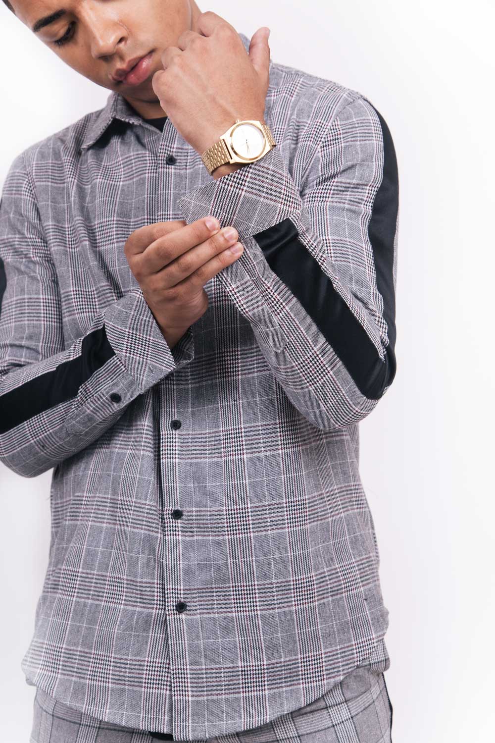 Sixth June - Chemise Prince de Galles bandes gris