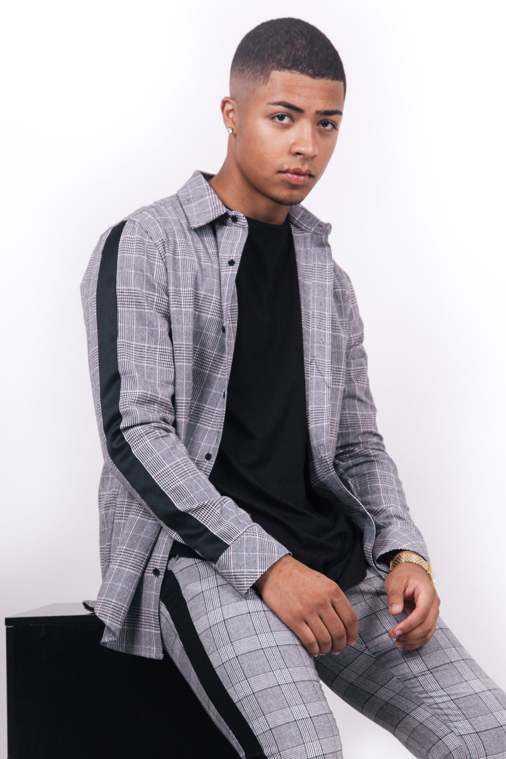 Sixth June - Chemise Prince de Galles bandes gris