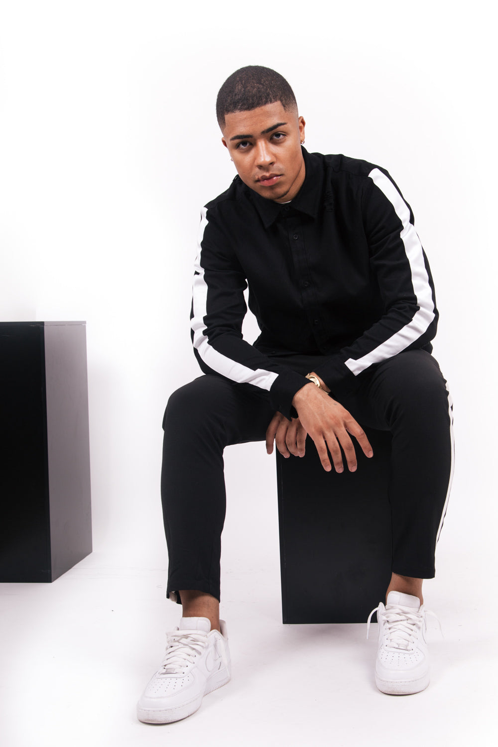 Sixth June - Chemise destroy bandes noir blanc