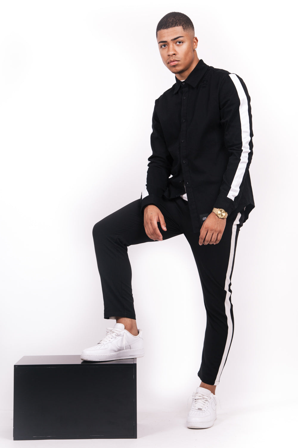 Sixth June - Chemise destroy bandes noir blanc