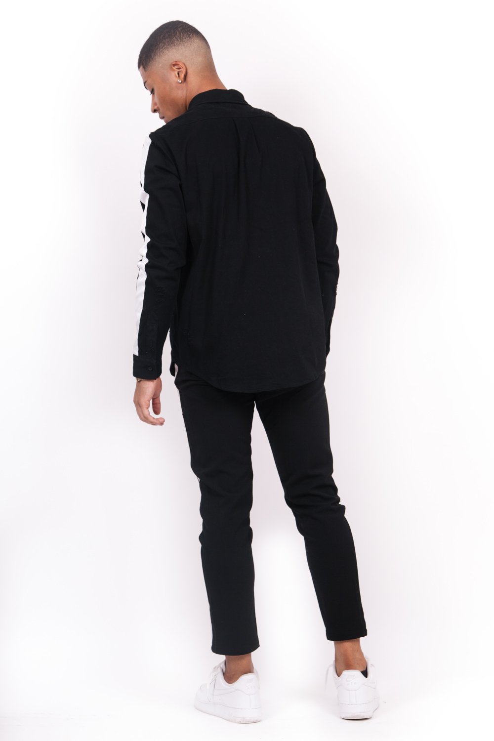 flowing bands white pants black