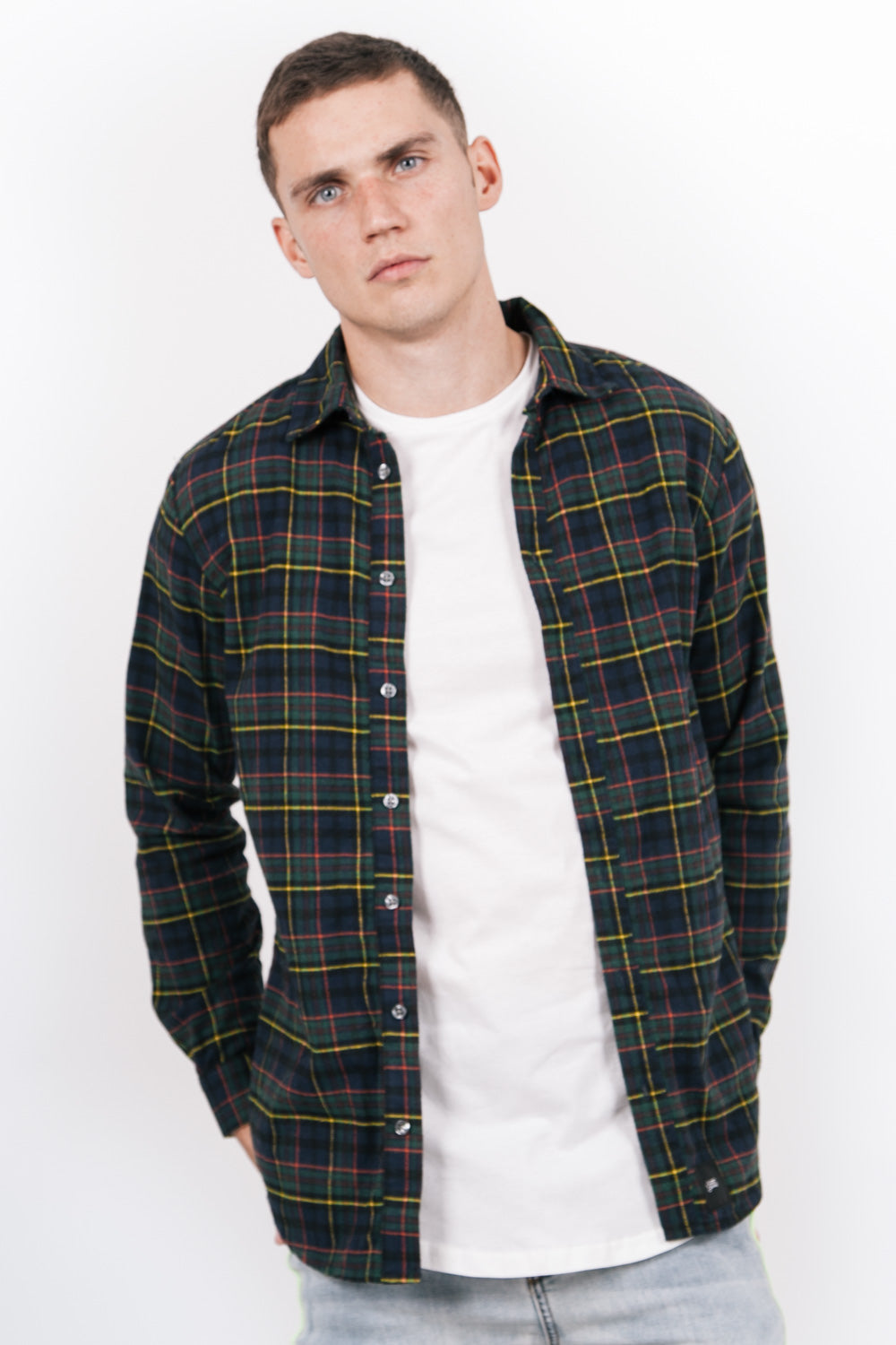Sixth June - Chemise tartan imprimé logo vert bleu