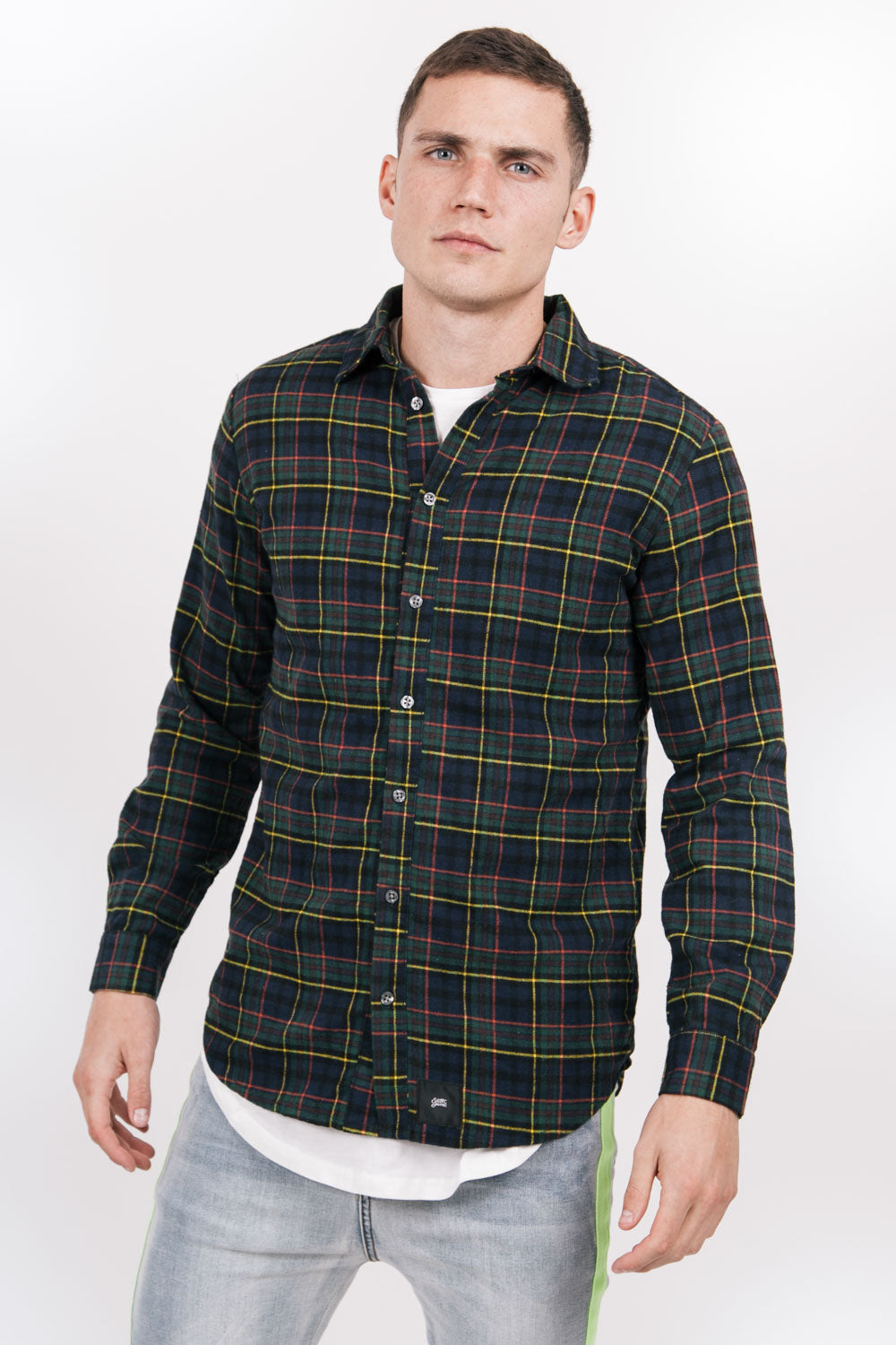 Sixth June - Chemise tartan imprimé logo vert bleu