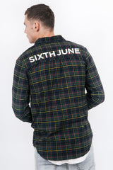 Sixth June - Chemise tartan imprimé logo vert bleu