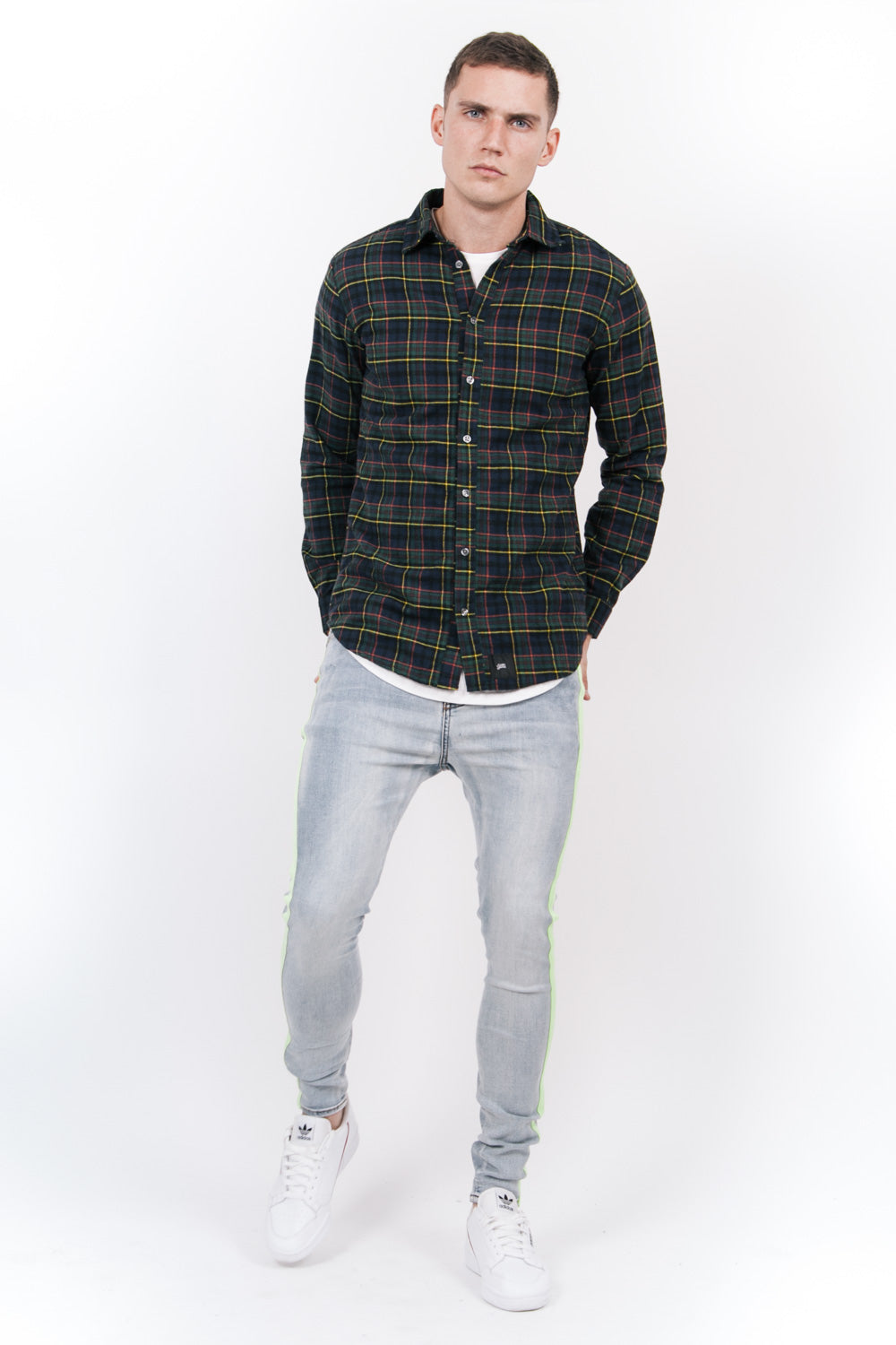 Sixth June - Chemise tartan imprimé logo vert bleu