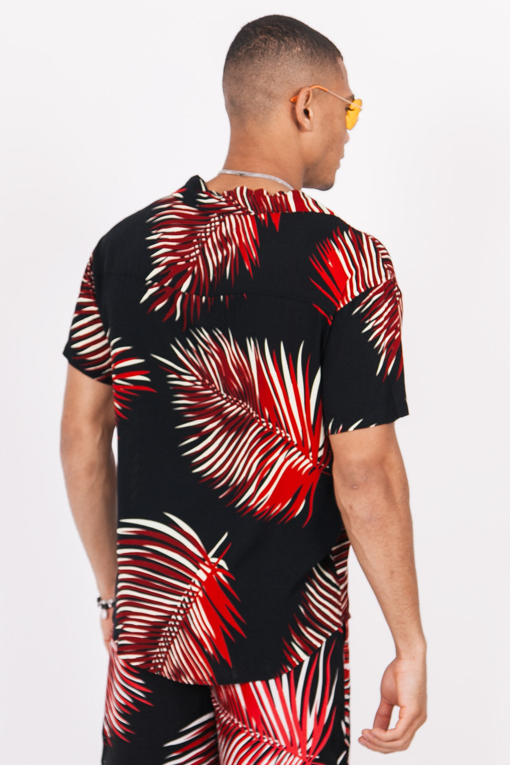 Sixth June - Chemisette large feuilles palmiers noir rouge