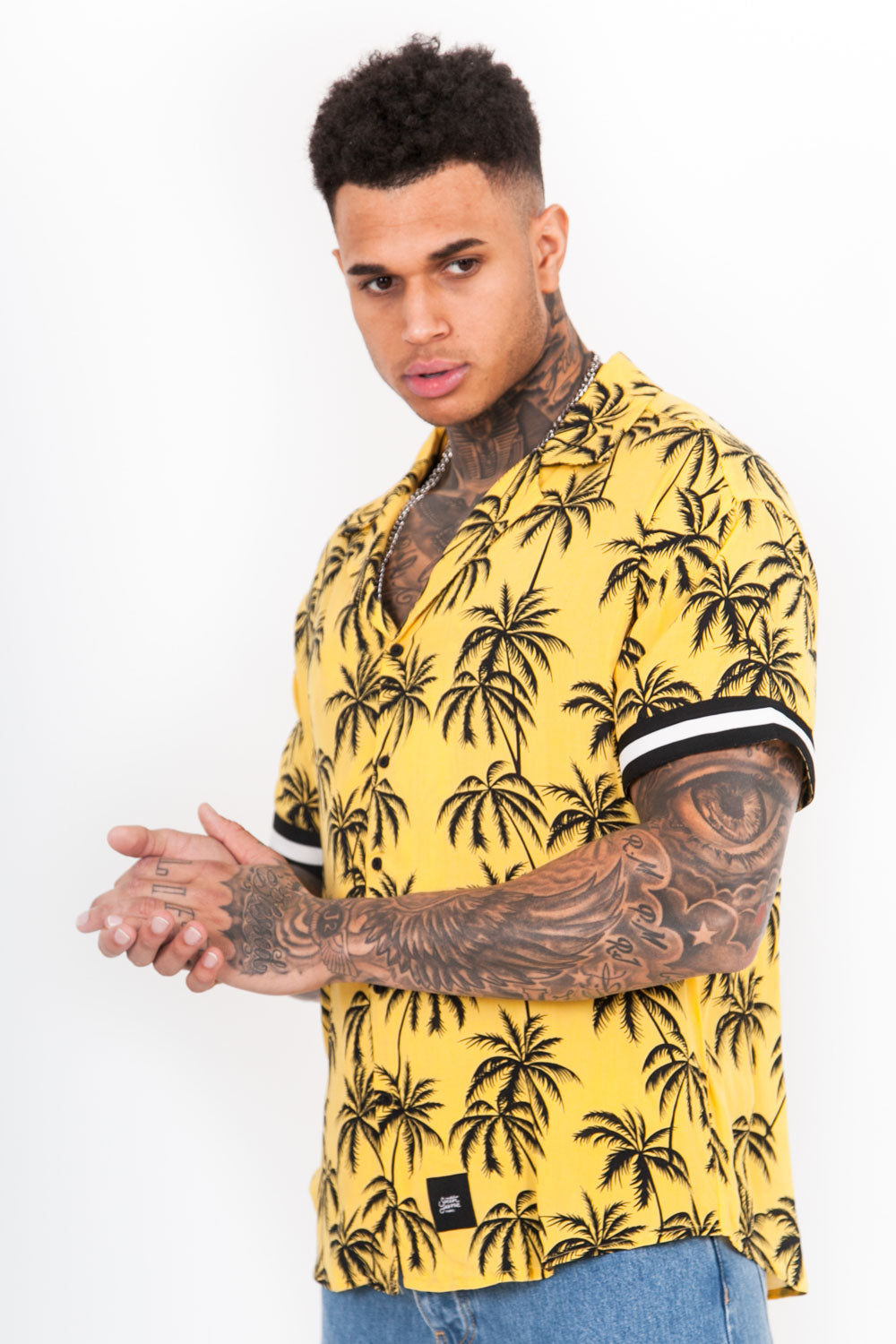 Sixth June - Chemisette large palmiers bandes jaune noir