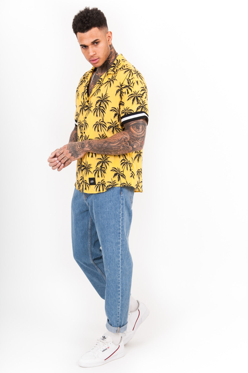 Sixth June - Chemisette large palmiers bandes jaune noir