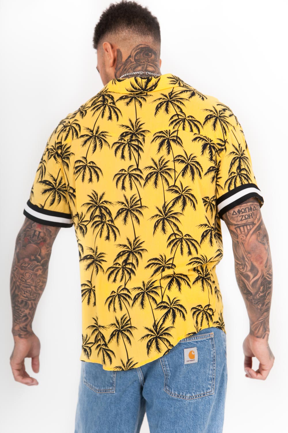 Sixth June - Chemisette large palmiers bandes jaune noir