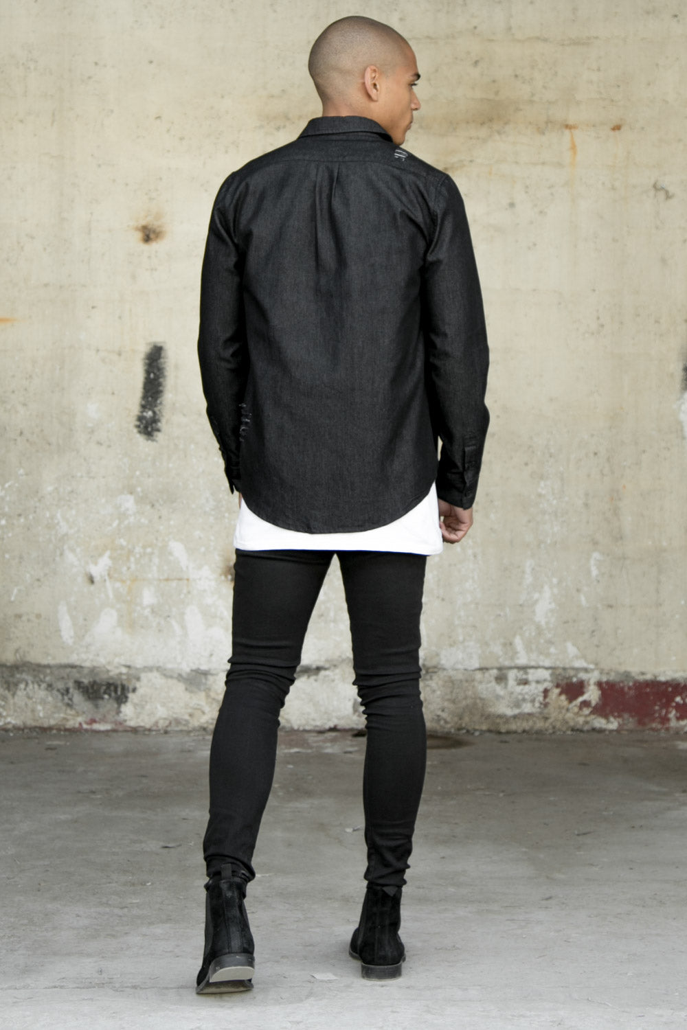 Sixth June - Chemise déchiré poches noir satiné