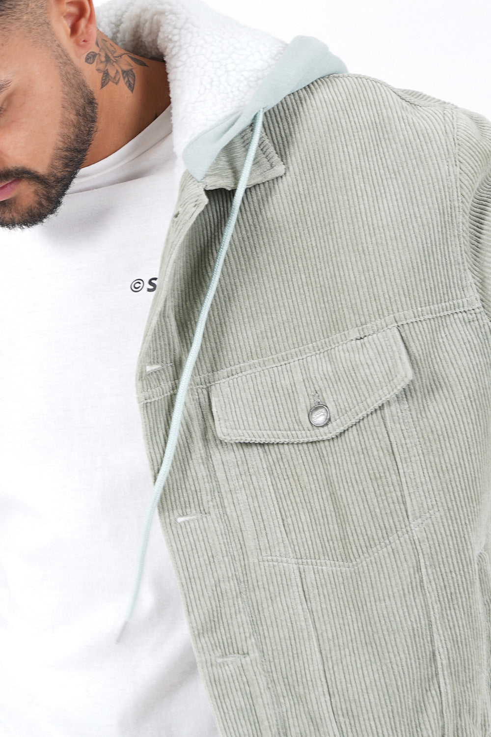 Sixth June - Veste velours sherpa capuche Vert