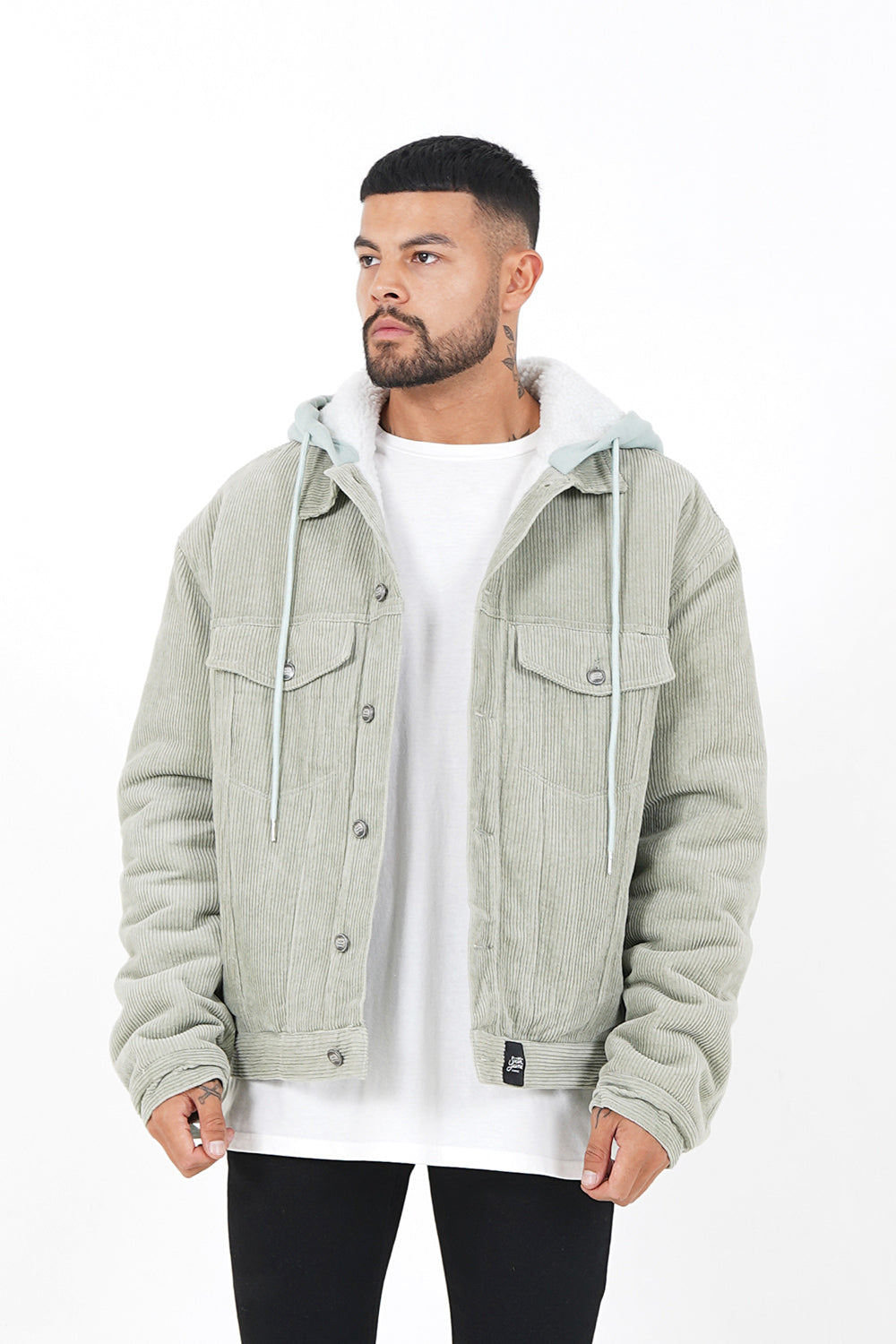 Sixth June - Veste velours sherpa capuche Vert