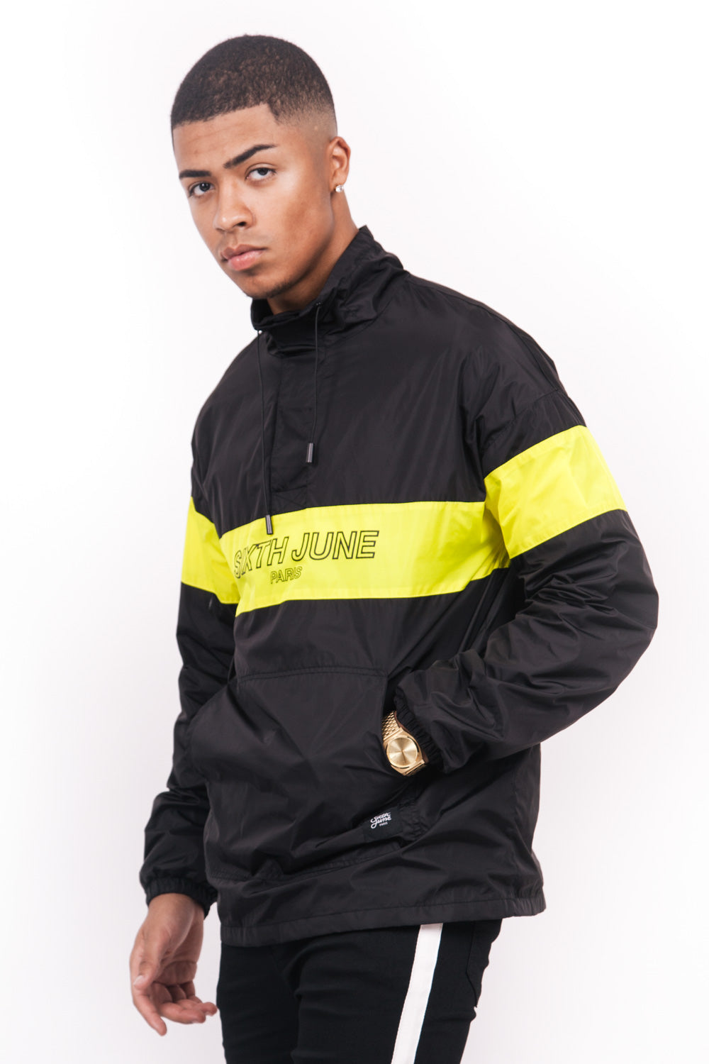 Sixth June - Coupe-vent tricolore texte noir jaune