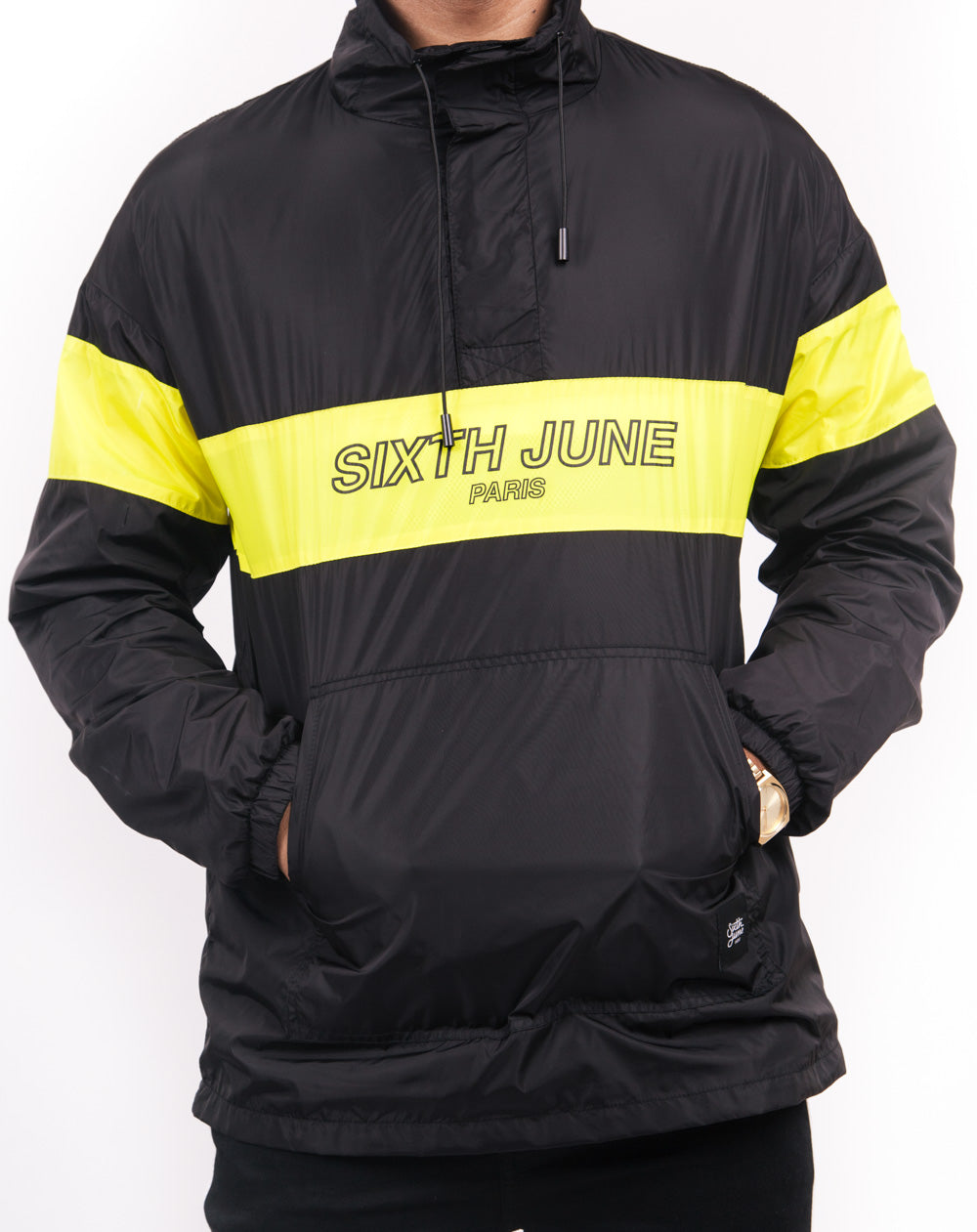Sixth June - Coupe-vent tricolore texte noir jaune