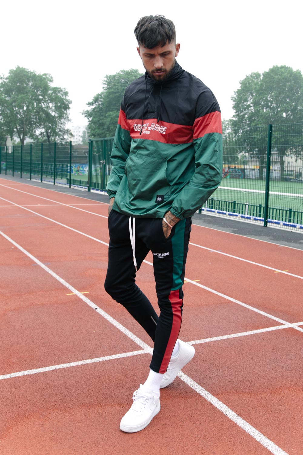 Sixth June - Coupe-vent tricolore texte vert noir rouge