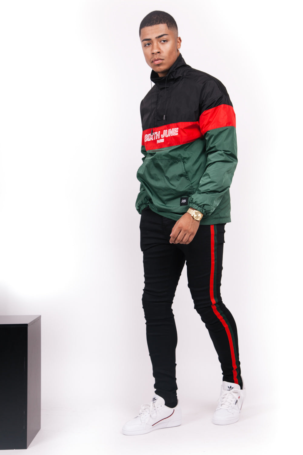 Sixth June - Coupe-vent tricolore texte vert noir rouge