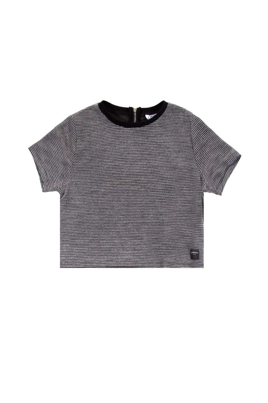 Sixth June - T-shirt crop Femme rayures gris noir 1044V