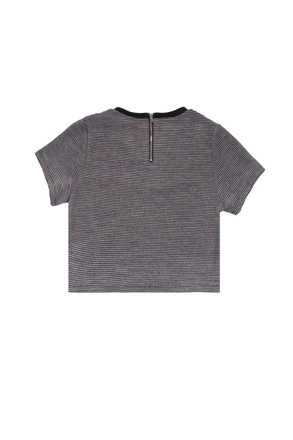 Sixth June - T-shirt crop Femme rayures gris noir 1044V
