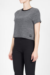 Sixth June - T-shirt crop Femme rayures gris noir 1044V
