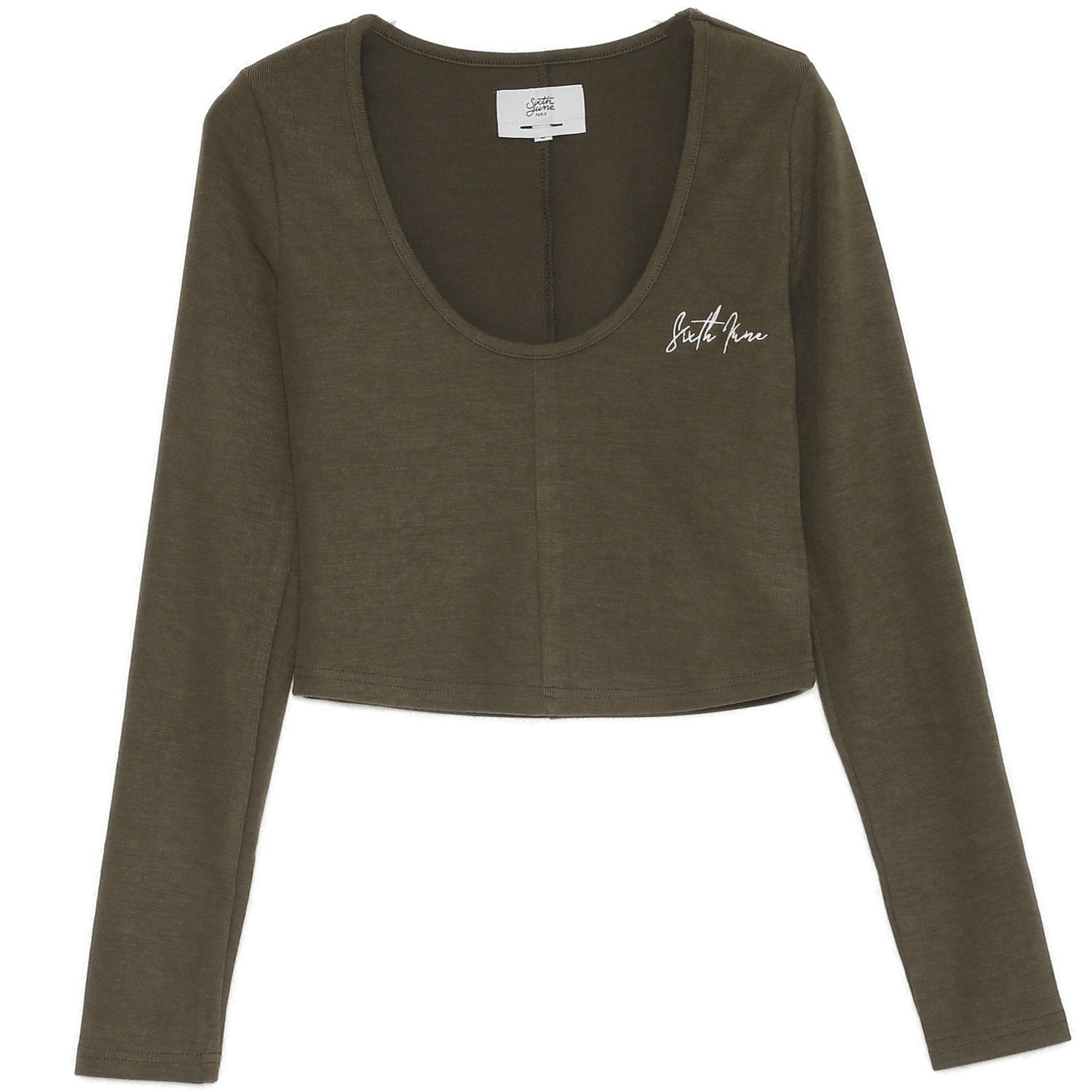 Top court imprimé vert foncé