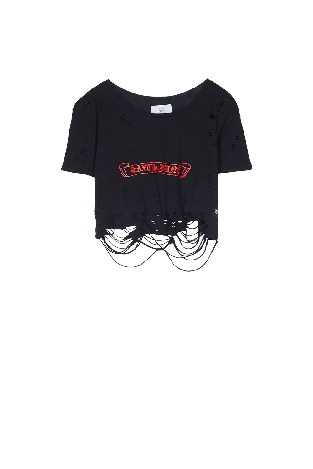 Sixth June - T-shirt crop top destroy logo noir