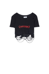 Sixth June - T-shirt crop top destroy logo noir