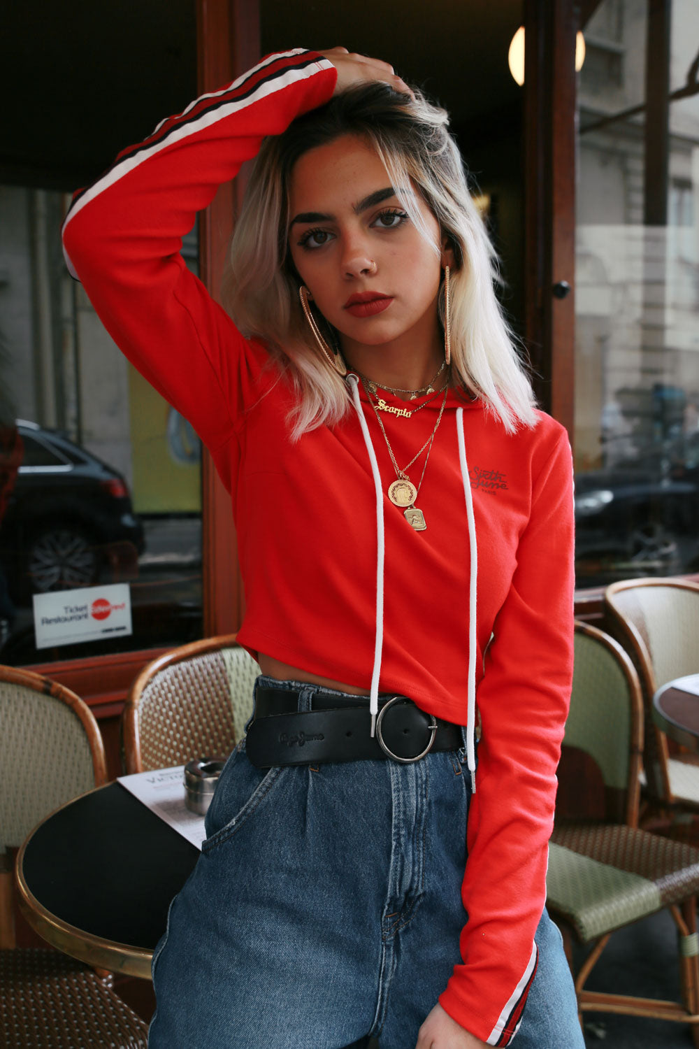 Sixth June - Crop top bandes tricolores rouge