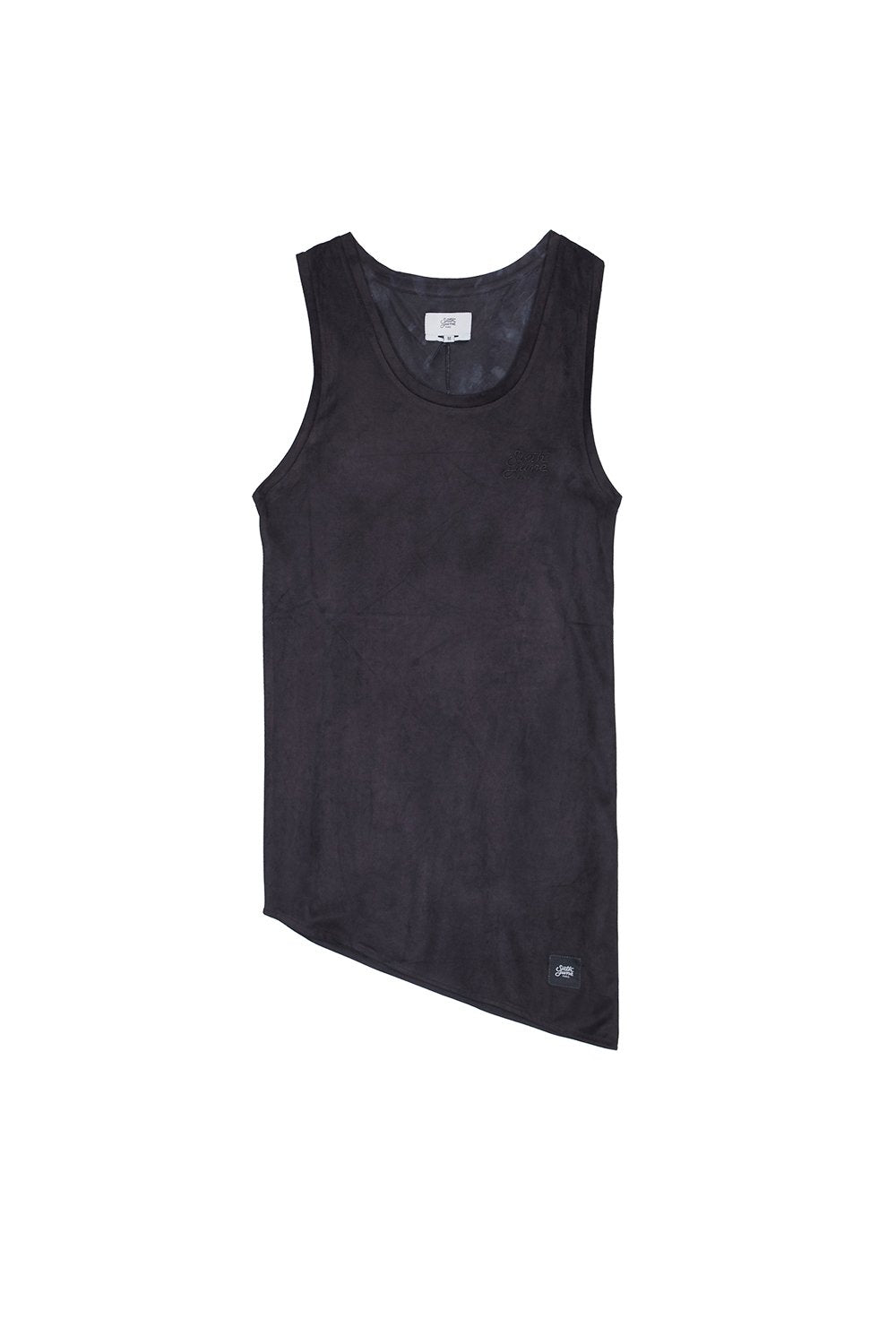Asymmetric Suedette Tank Black