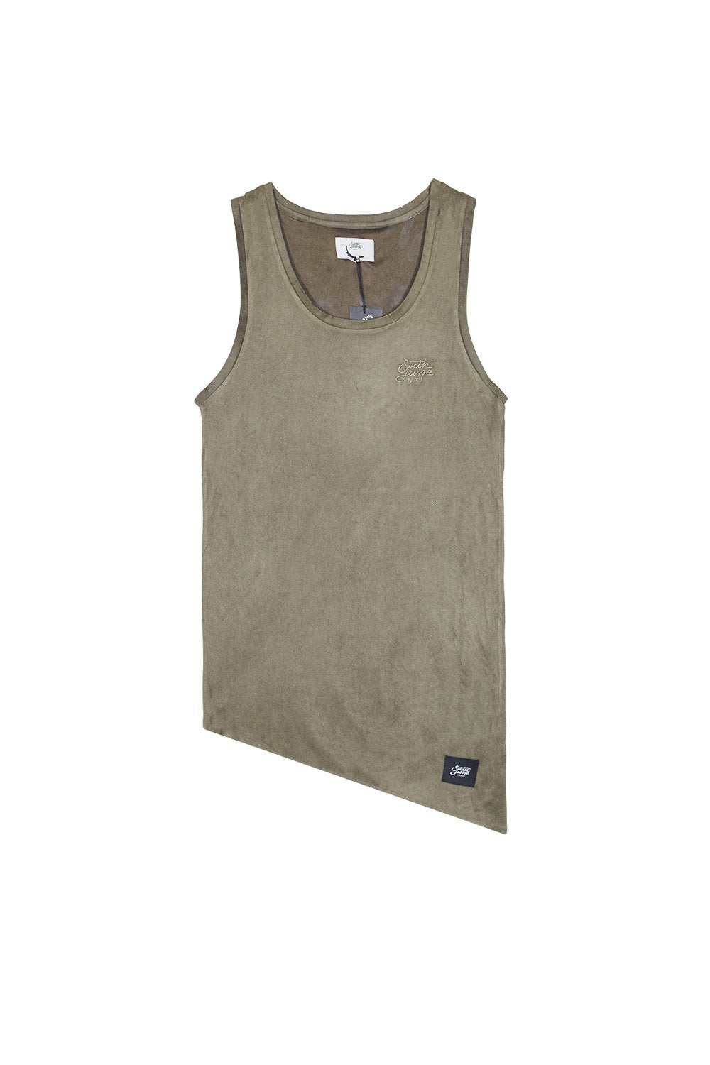 Débardeur suédine asymétrique kaki