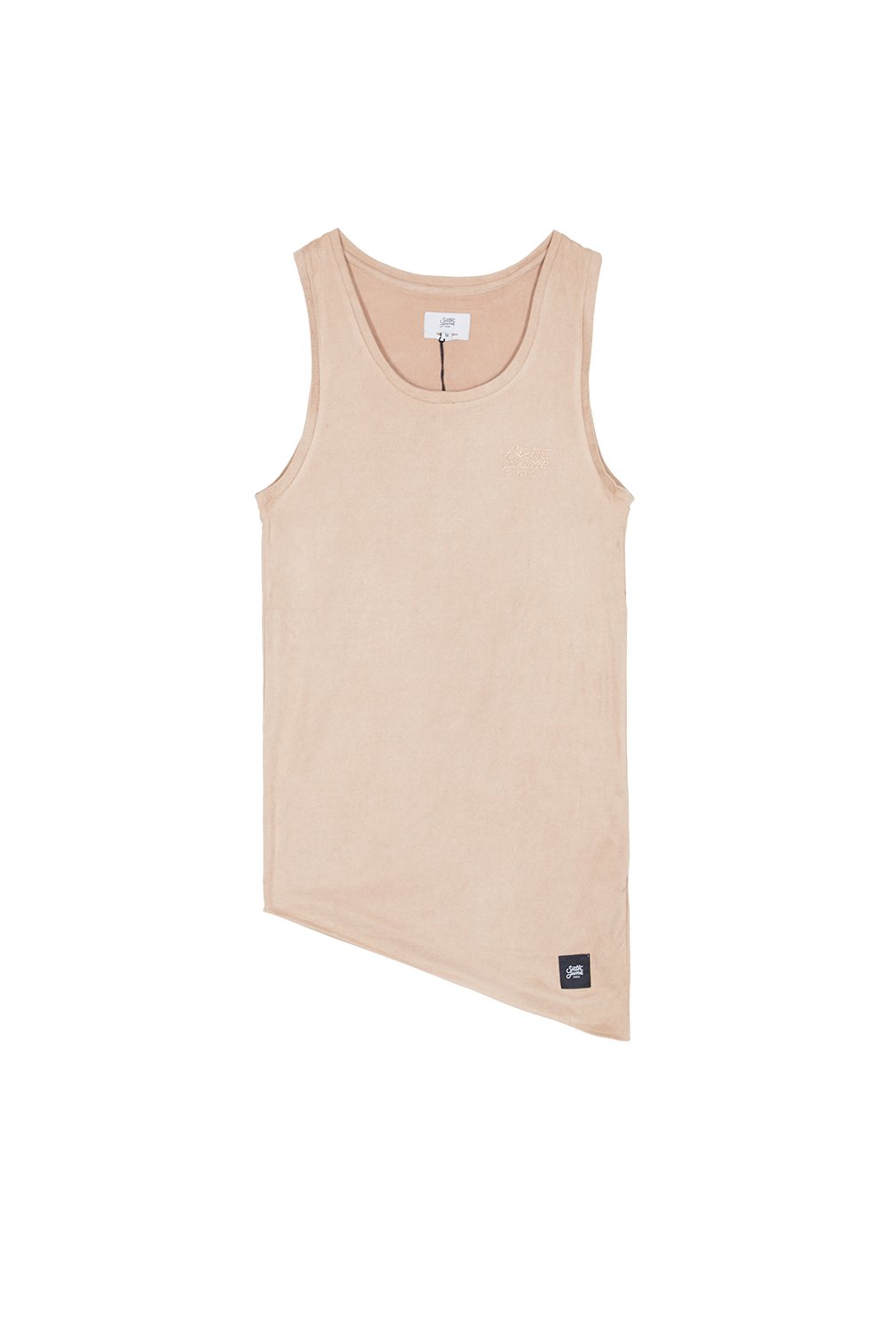 Asymmetric Suedette Tank Beige