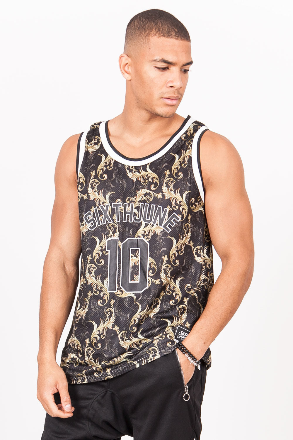 Sixth June - Maillot basket baroque Paris 10 or gris noir