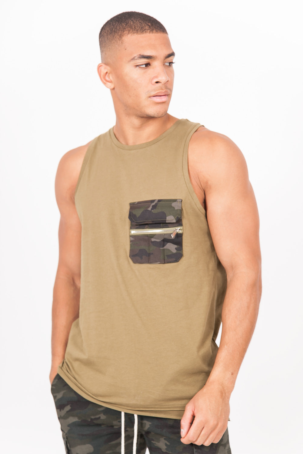 Sixth June - Débardeur poche camouflage kaki