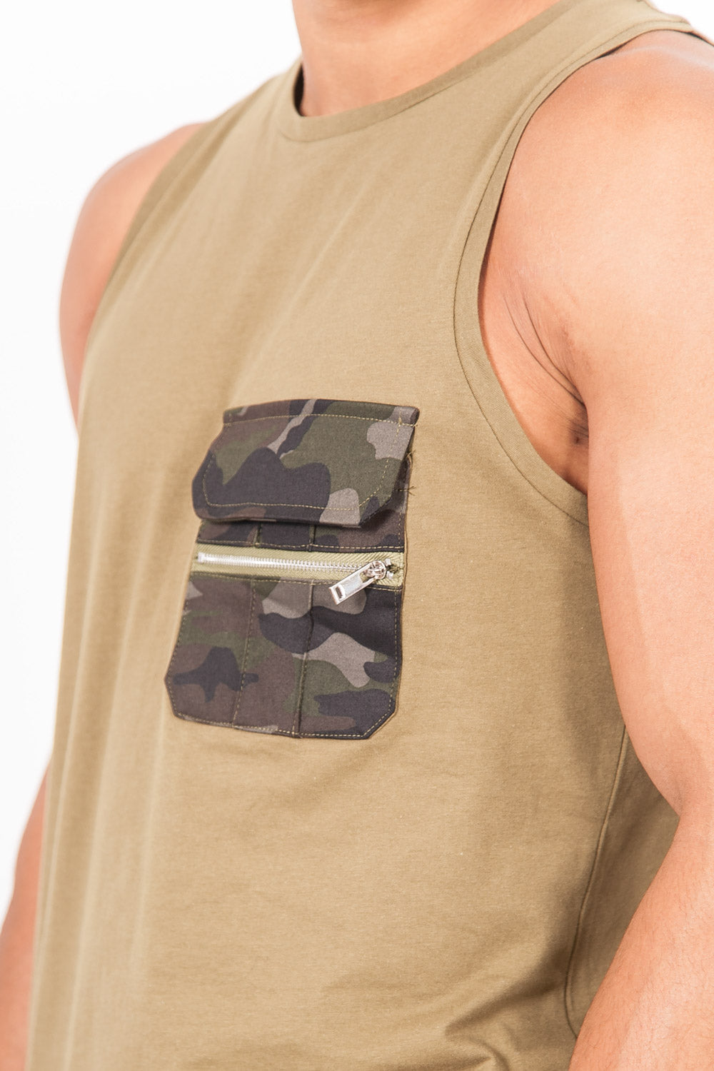 Sixth June - Débardeur poche camouflage kaki