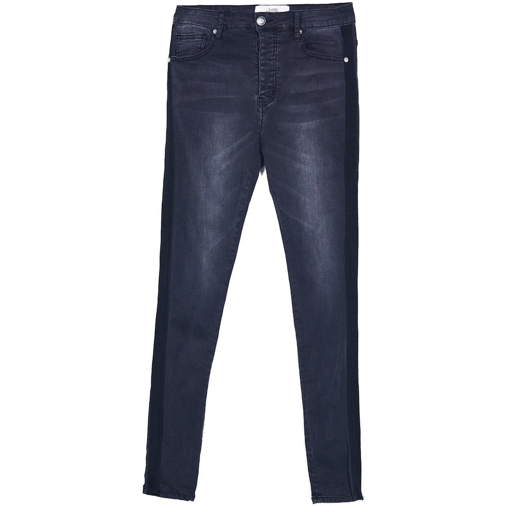 Sixth June - Jean bande noir gris foncé