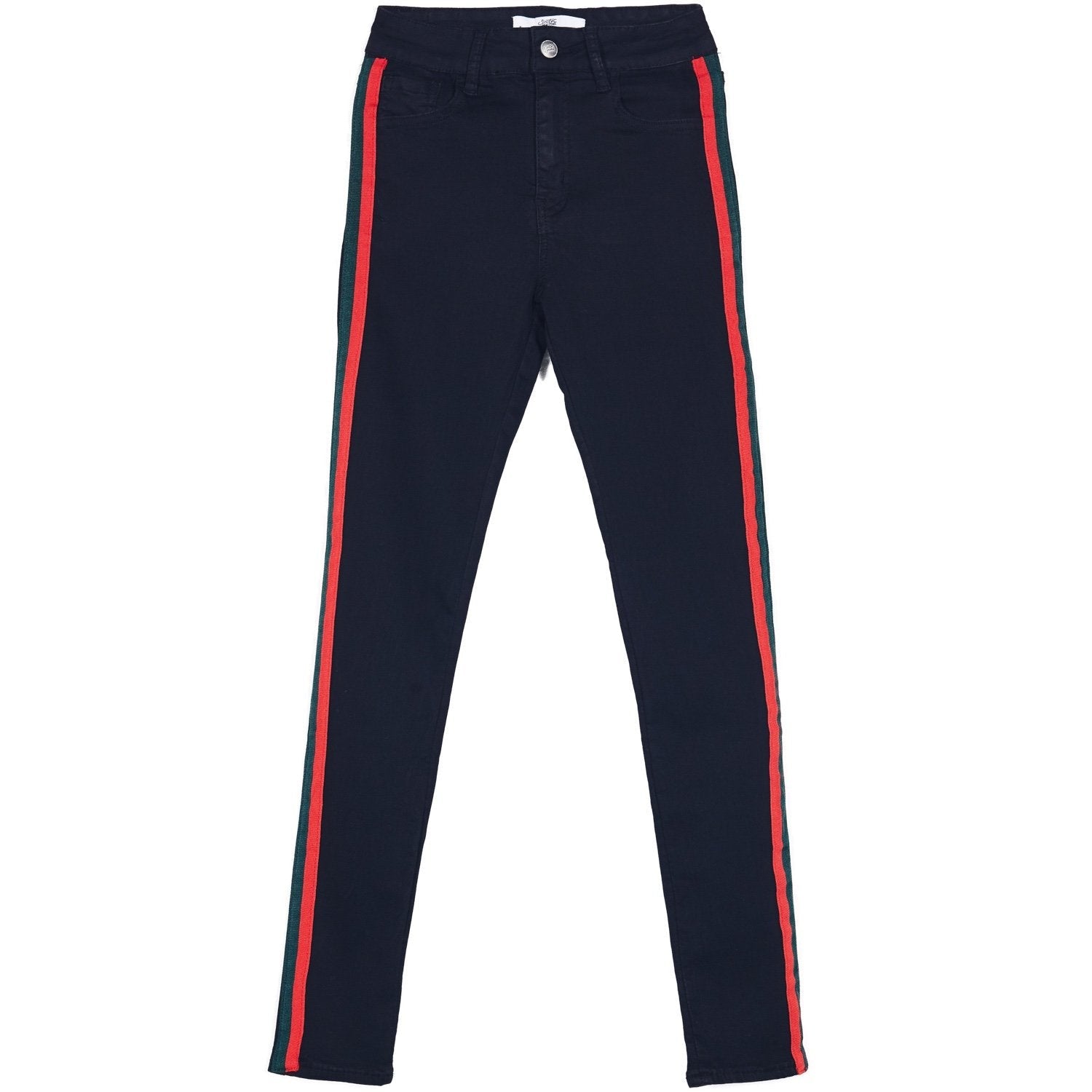 bands red green jeans black