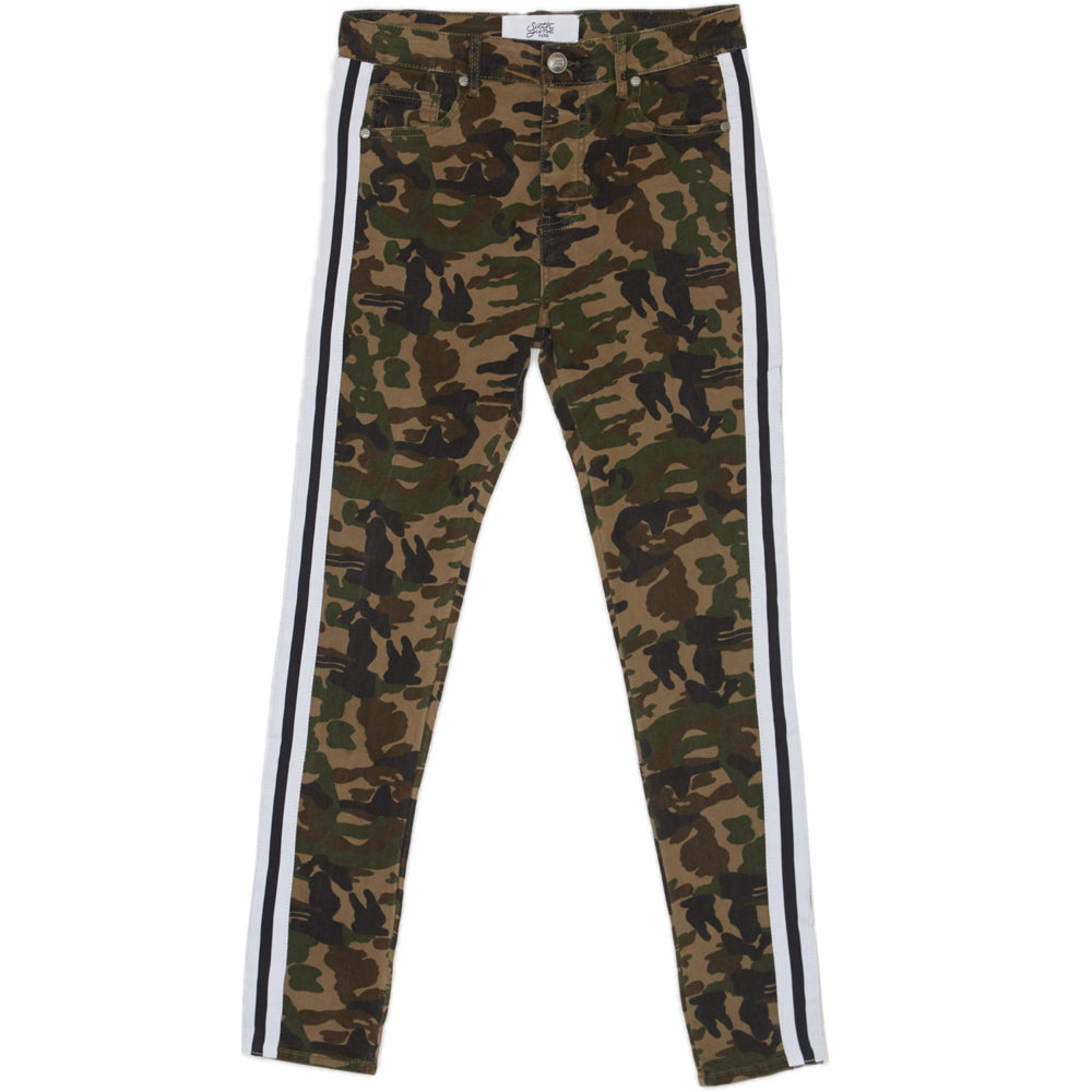 Sixth June - Jean bandes bicolores camouflage vert