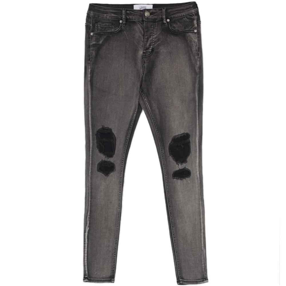 denim with waffle inside patch