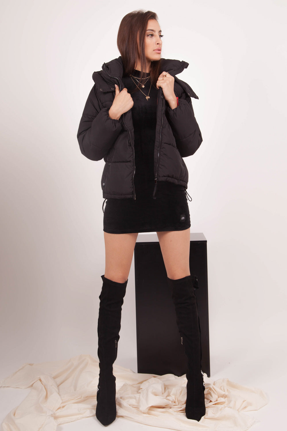 Sixth June - Doudoune courte capuche noir