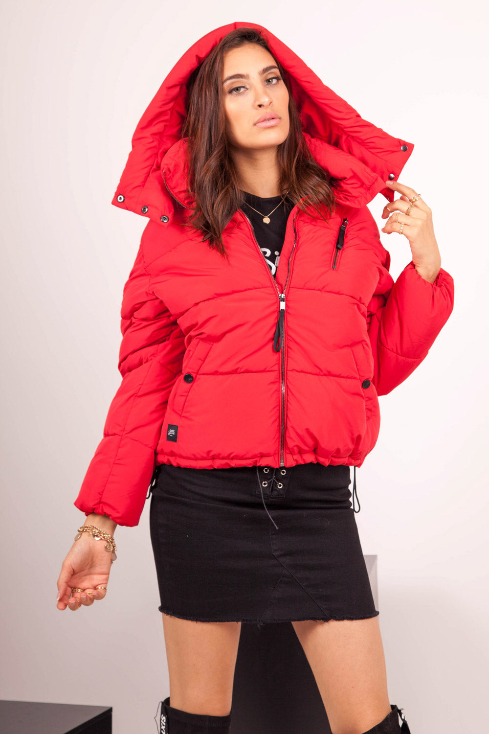 Sixth June - Doudoune courte capuche rouge