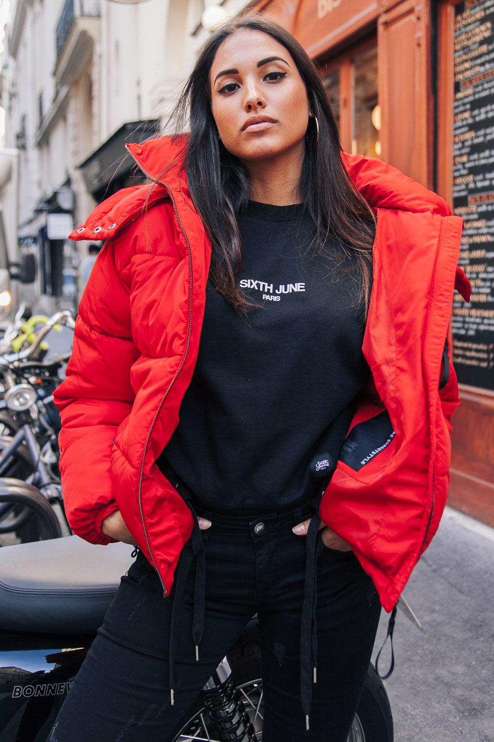 Sixth June - Doudoune courte capuche rouge