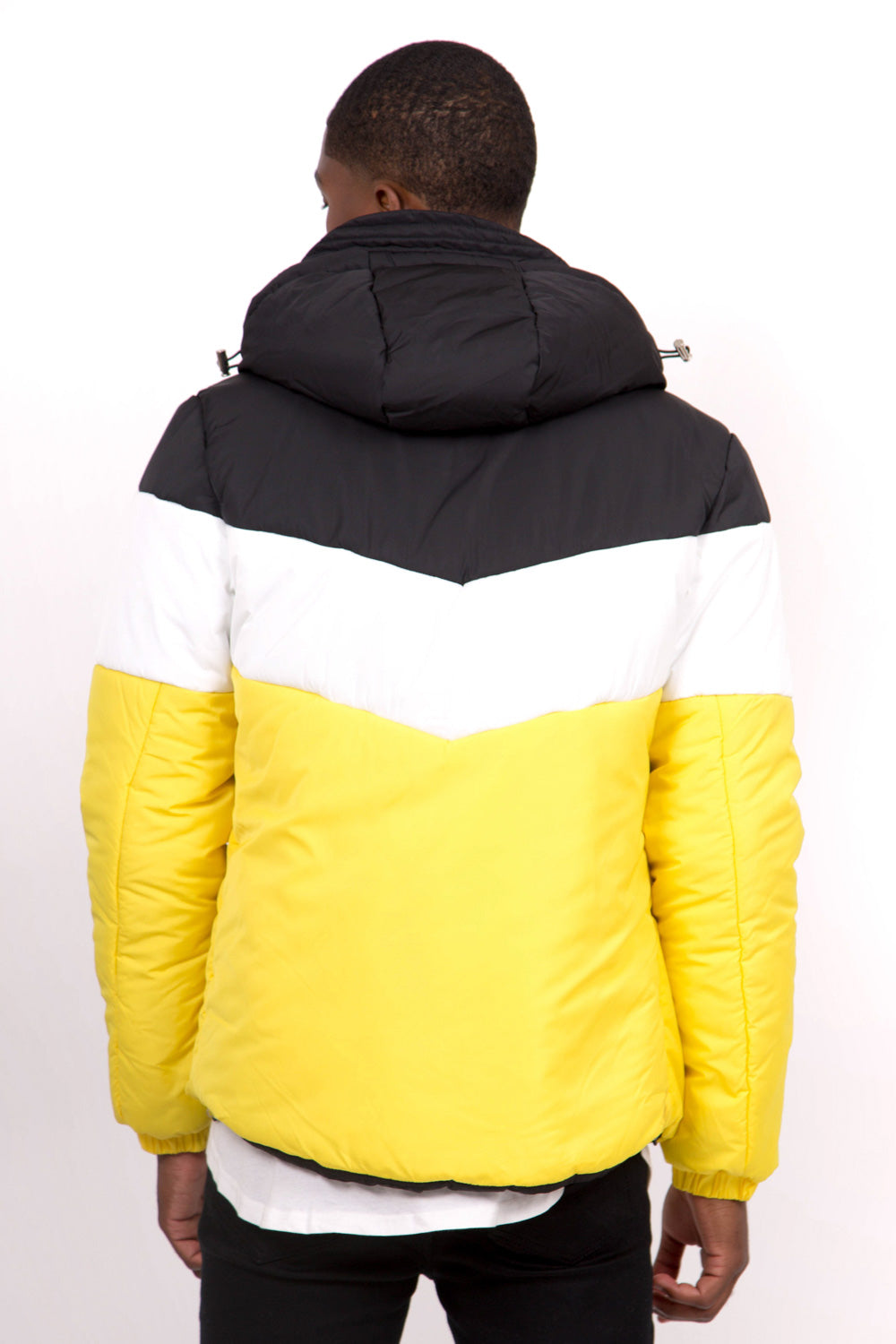 Sixth June - Doudoune tricolore capuche noir jaune blanc