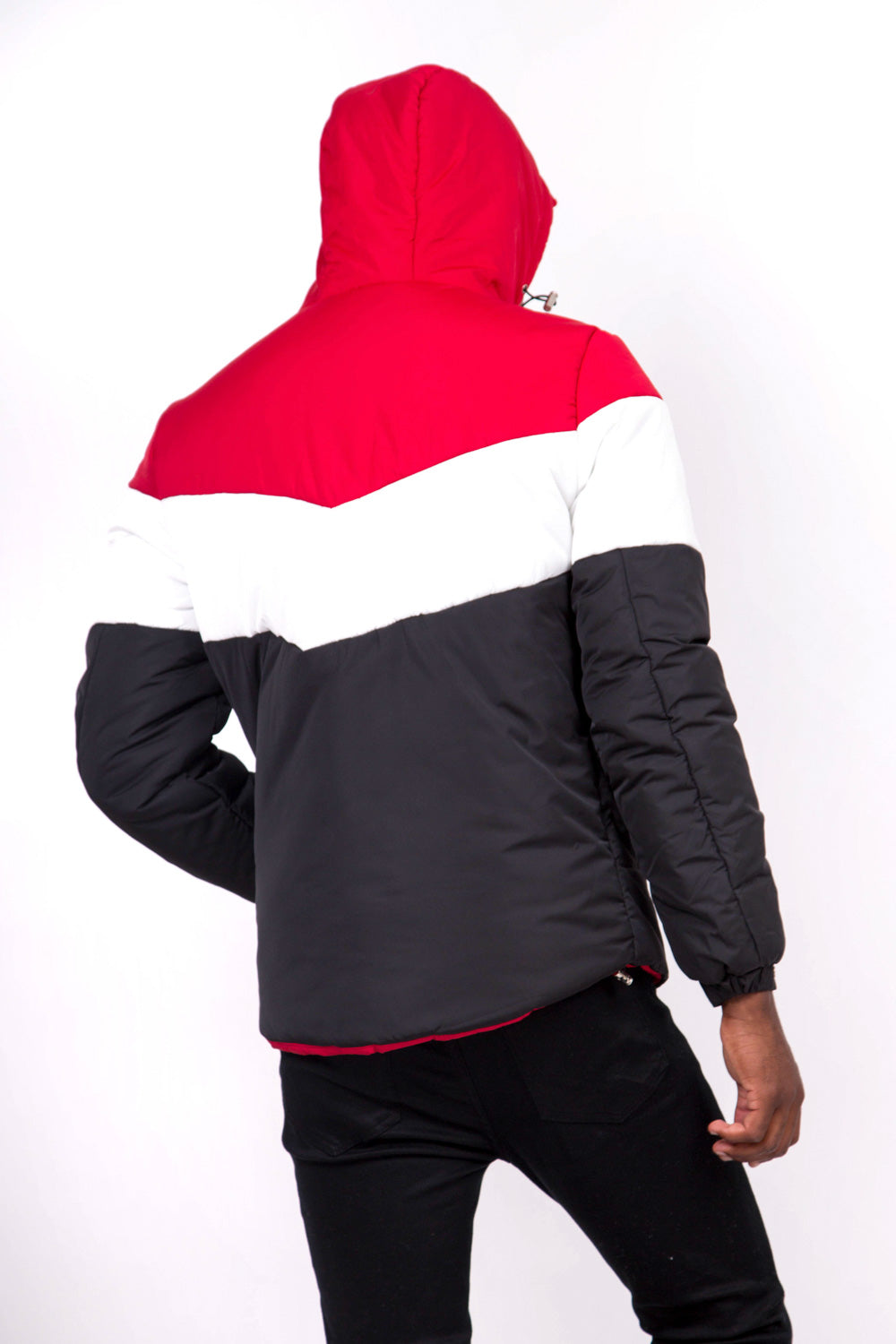 Sixth June - Doudoune tricolore capuche noir rouge blanc