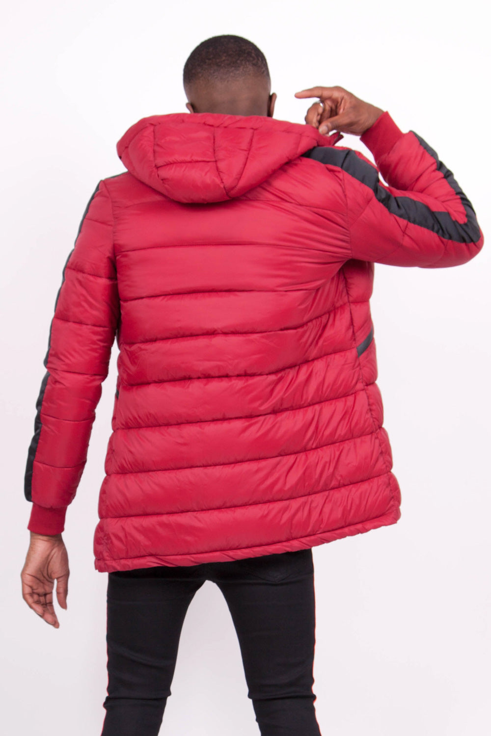 Sixth June - Doudoune mi-longue bandes rouge noire