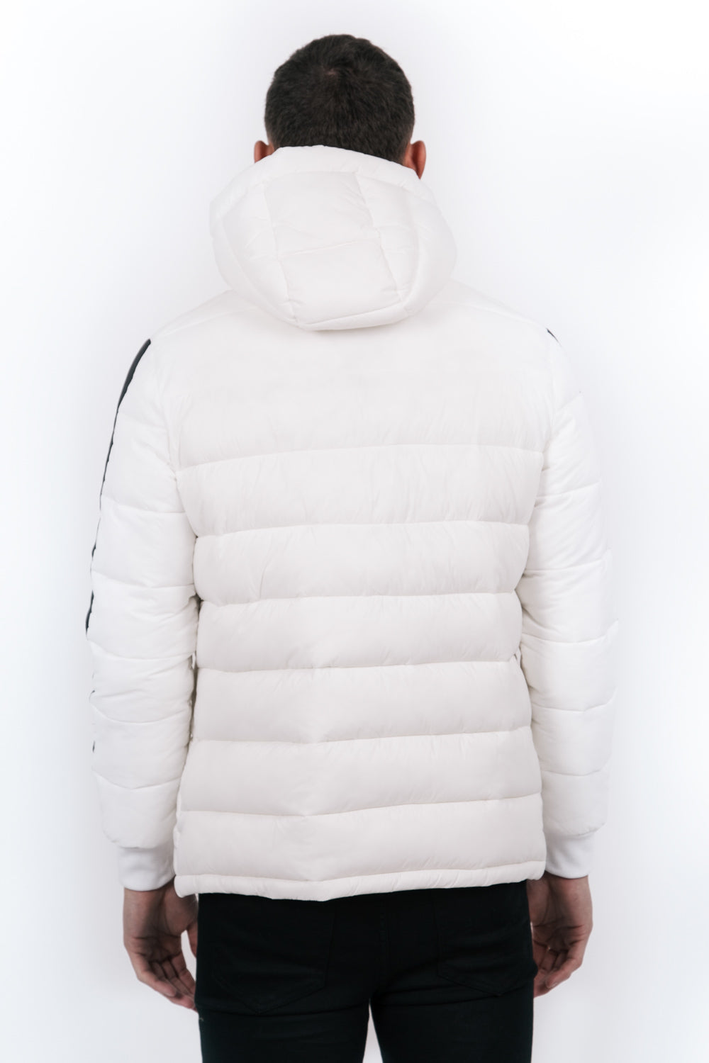 Sixth June - Doudoune bandes capuche blanc noir