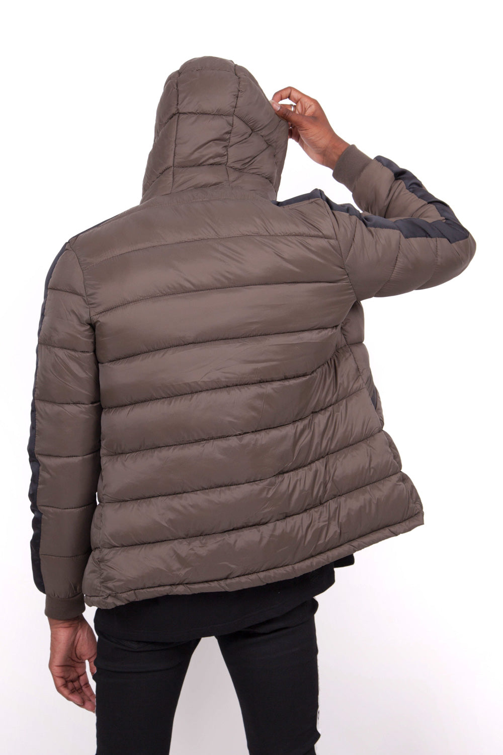 Sixth June - Doudoune bandes capuche kaki noir