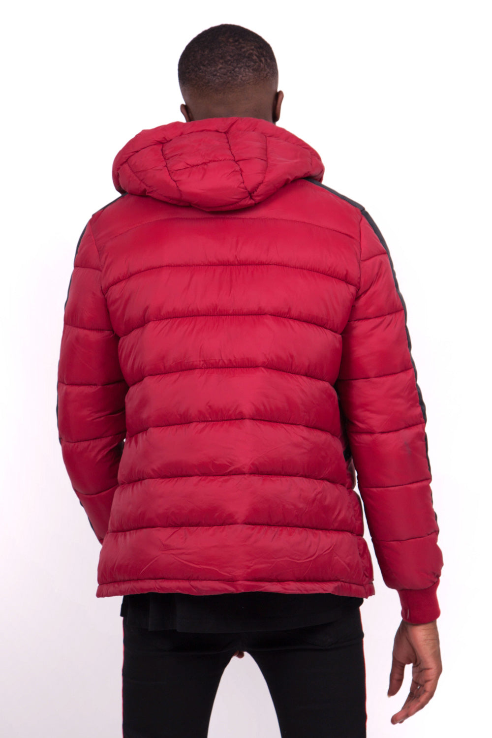 Sixth June - Doudoune bandes capuche rouge noir