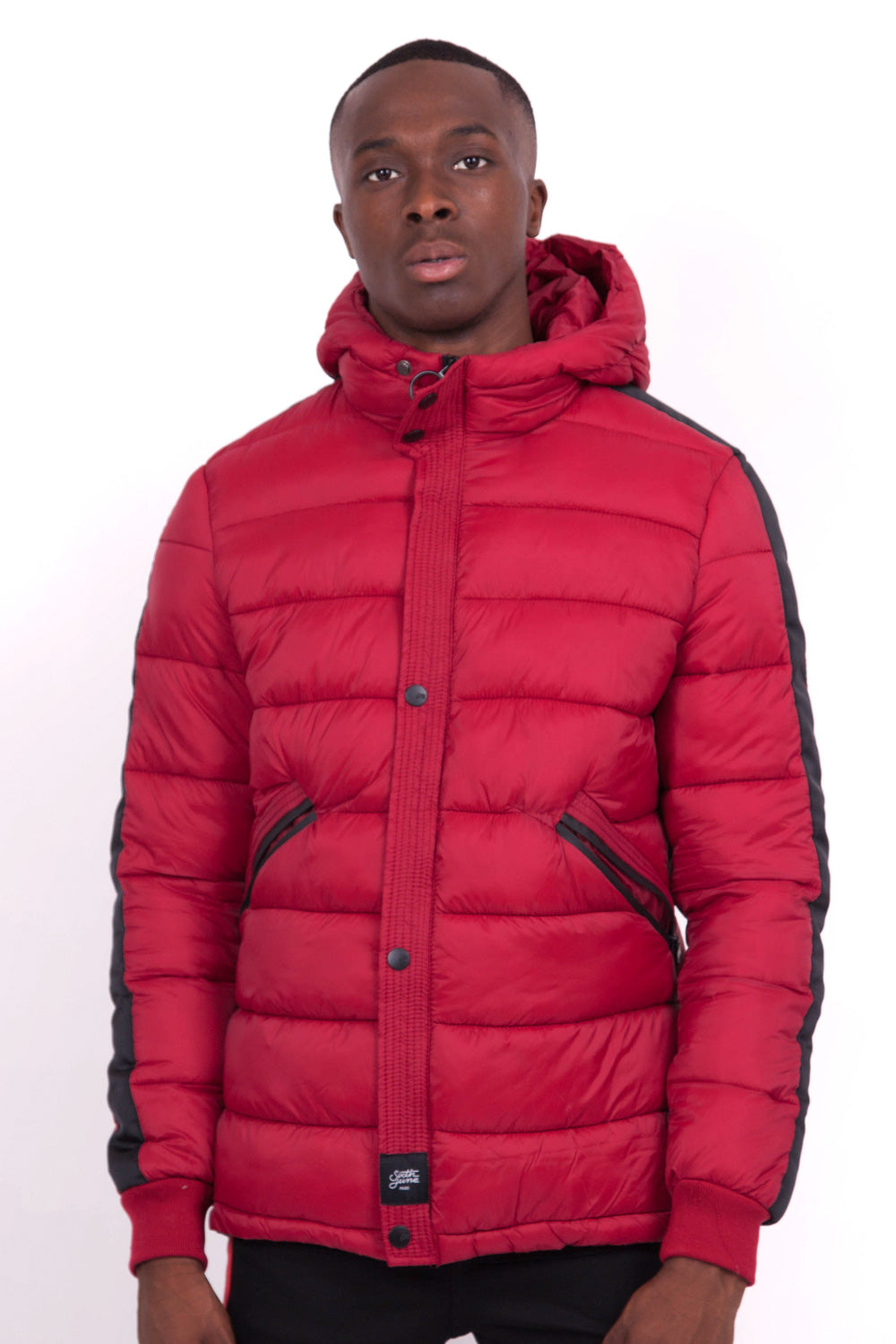 Sixth June - Doudoune bandes capuche rouge noir