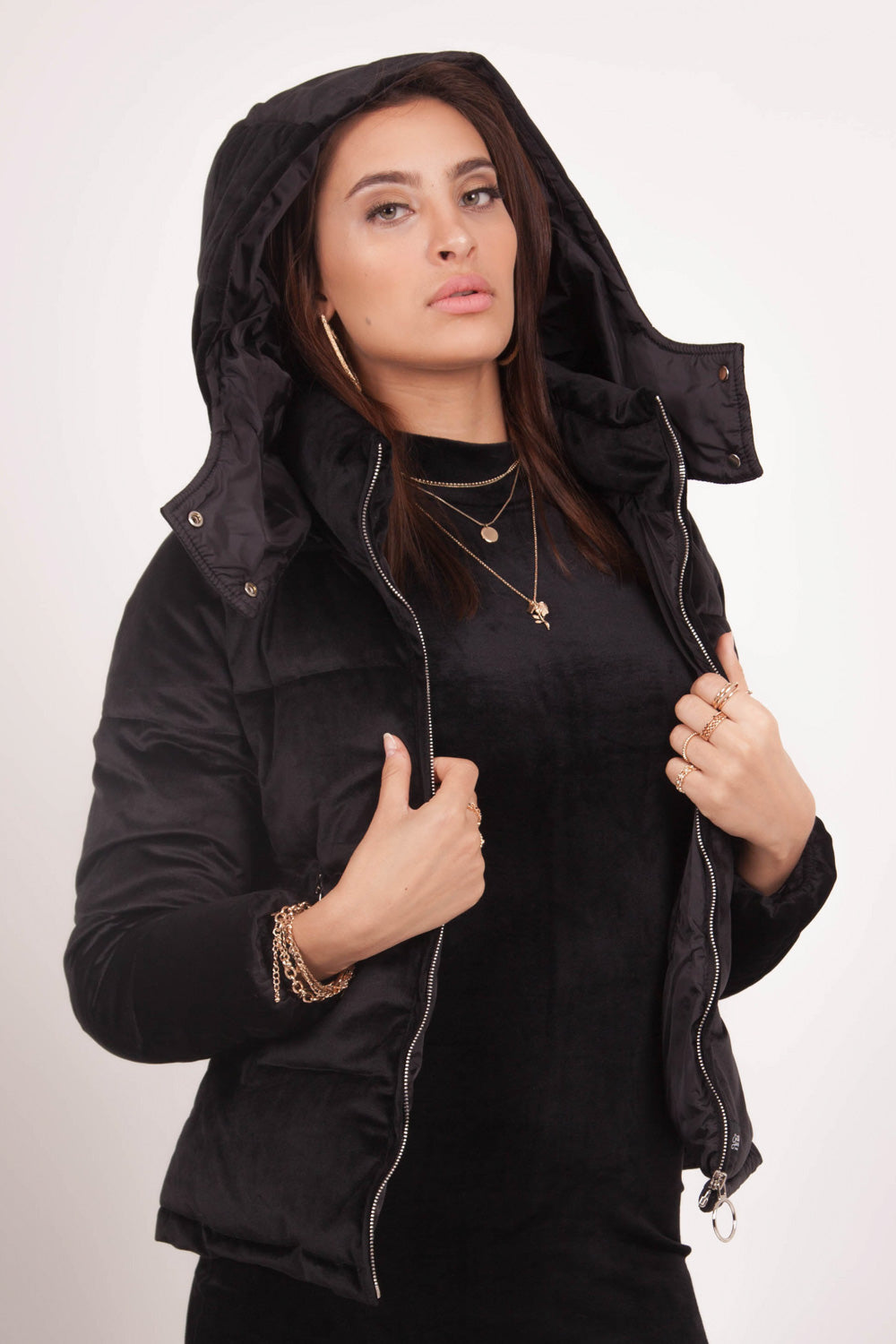 Sixth June - Doudoune courte velours noire