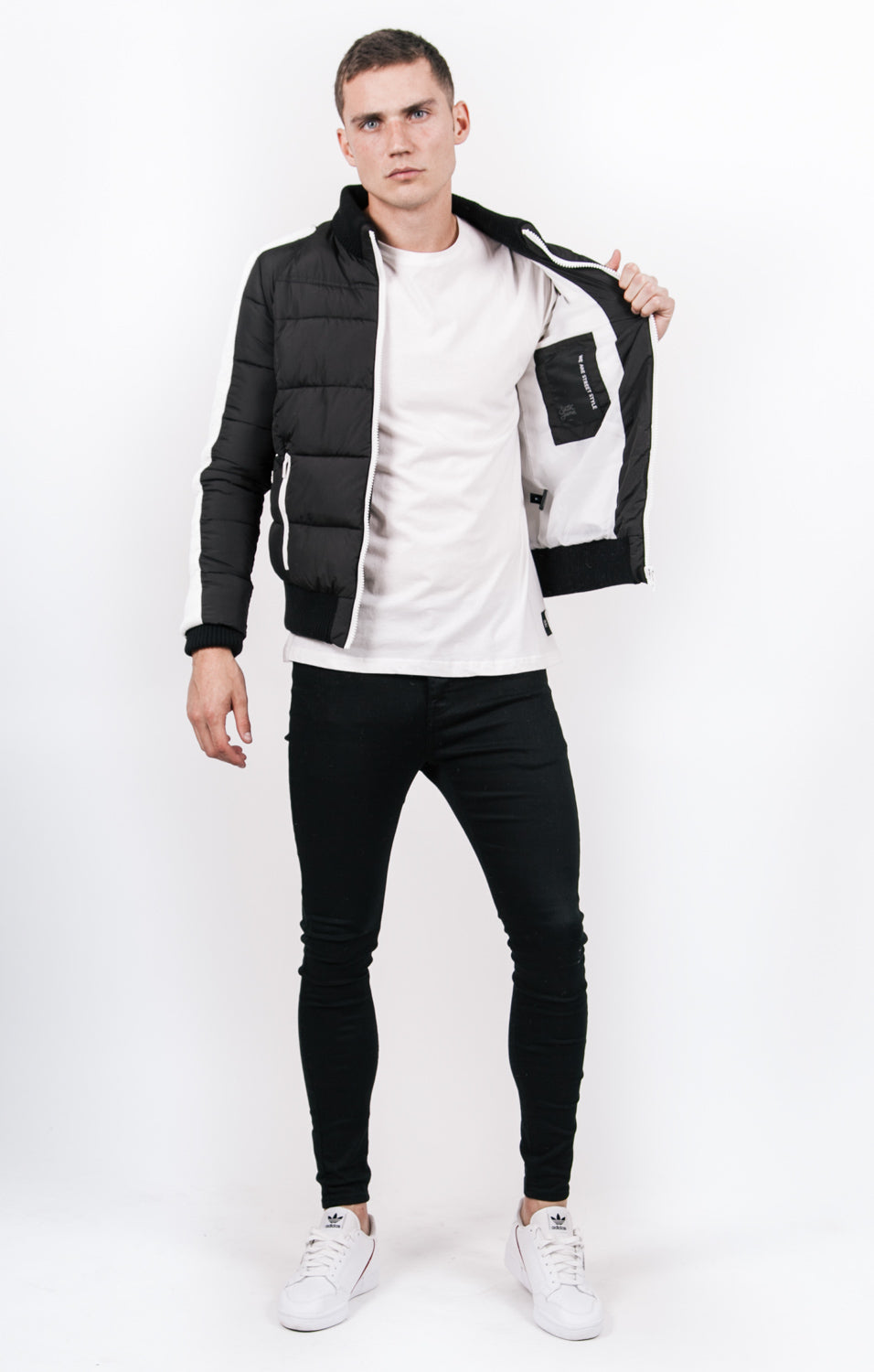 Sixth June - Doudoune courte bandes reliefs noir blanc