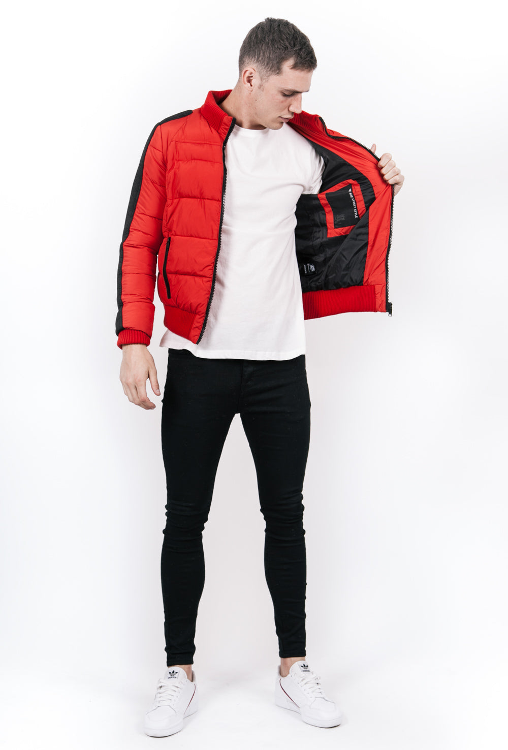 Sixth June - Doudoune courte bandes reliefs rouge noir